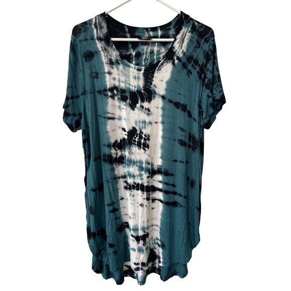 Mossimo Supply Co Tunic Top Size Large Tie Dye Scoop Neck Short Sleeve Tee Rayon - Picture 1 of 6